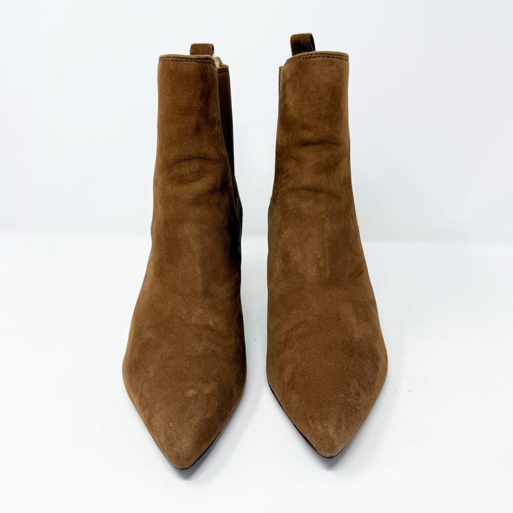 Veronica Beard Tan Suede Pointy Toe Stiletto Booties Women's Size 7 EUC Pull On - Picture 2 of 8